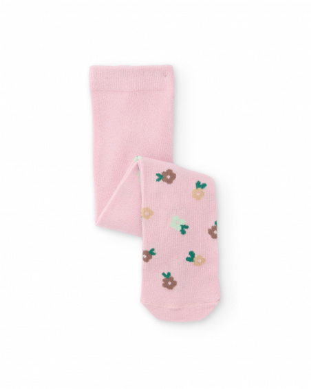 Collants roses pour bébé fille avec imprimé floral