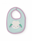 Lot de deux bavoirs pour nouveau-né avec imprimé petit mouton et fleurs dans les tons pastel.