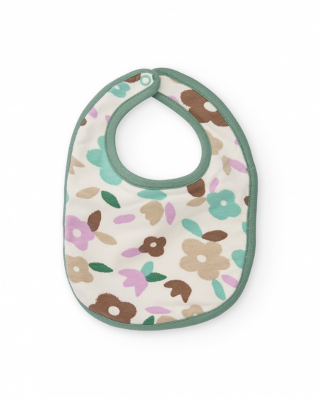 Lot de deux bavoirs pour nouveau-né avec imprimé petit mouton et fleurs dans les tons pastel.