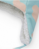 Bonnet pour nouveau-né de couleur bleu ciel avec petites oreilles et imprimé nuages