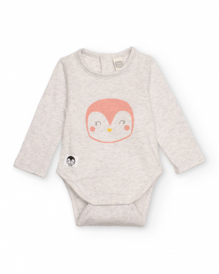 Lot de bodies pour bébé fille en blanc et gris avec motifs pingouin