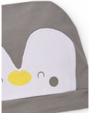 Bonnet en tricot pour nouveau-né couleur grise avec application pingouin