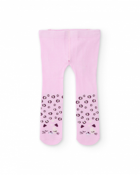 Collants pour bébé fille lilas avec imprimé animalier et visage de chaton Collants pour bébé fille lilas avec imprimé animalier et visage de chaton
