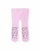 Collants pour bébé fille lilas avec imprimé animalier et visage de chaton Collants pour bébé fille lilas avec imprimé animalier et visage de chaton
