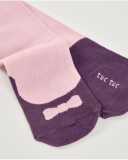 Collants en tricot pour fille en rose avec motif de nœud.