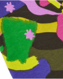 Tour de cou pour fille avec imprimé coloré et joyeux de fleurs et formes abstraites.