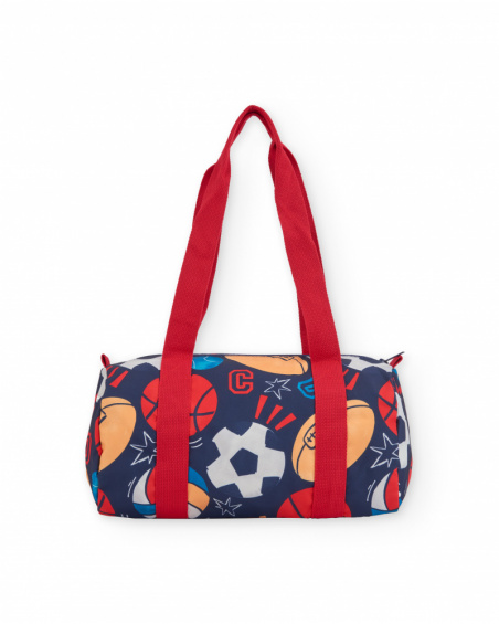 Sac de sport pour garçon bleu marine avec imprimé multicolore de ballons.