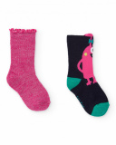 Lot de chaussettes pour fille en fuchsia et noir avec motif de monstre et détails chinés.