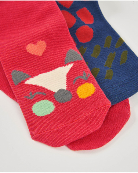 Lot de collants pour bébé fille en corail et bleu avec motifs graphiques