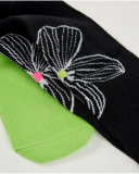 Lot de collants pour fille en noir avec fleur et vert uni