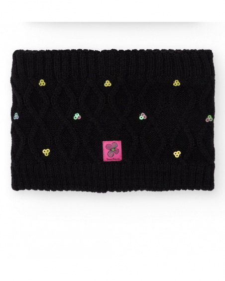 Col en maille pour fille noir avec sequins