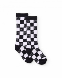 Chaussettes pour garçon noires et blanches à carreaux et messages Chaussettes pour garçon noires et blanches à carreaux et messages