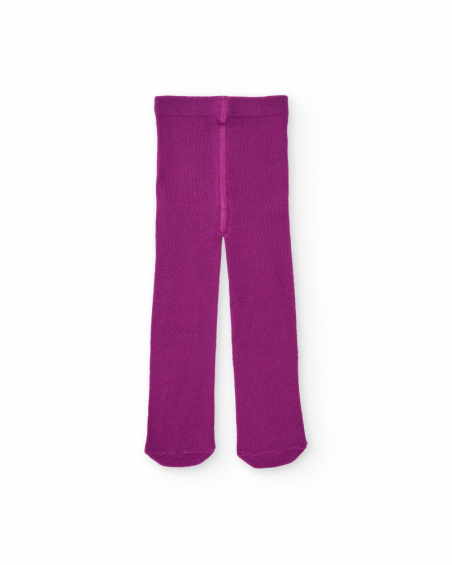 Lot de deux collants pour fille en fuchsia et noir avec motif arc-en-ciel