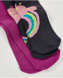 Lot de deux collants pour fille en fuchsia et noir avec motif arc-en-ciel