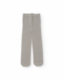 Lot de deux collants pour fille en gris uni et rose à fleurs