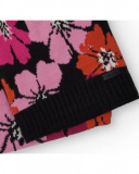 Écharpe fille noire à motif floral coloré