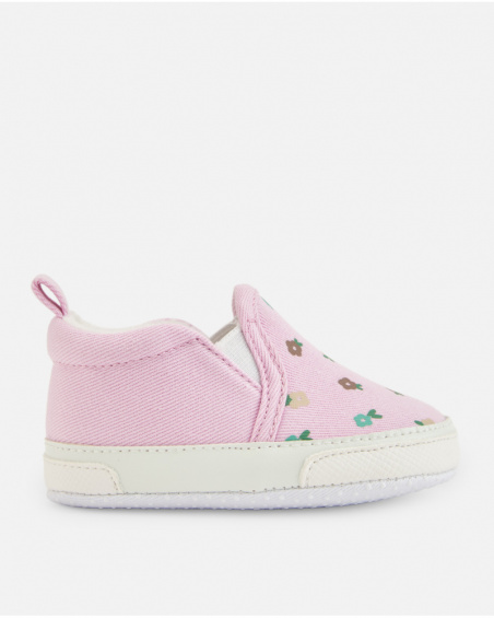 Chaussure pré-marche rose pour bébé fille avec imprimé floral