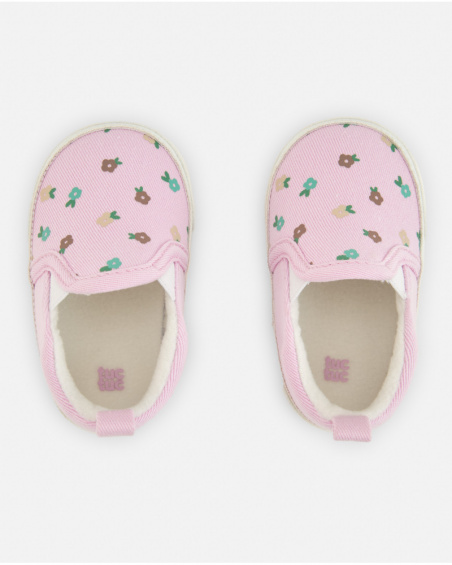 Chaussure pré-marche rose pour bébé fille avec imprimé floral
