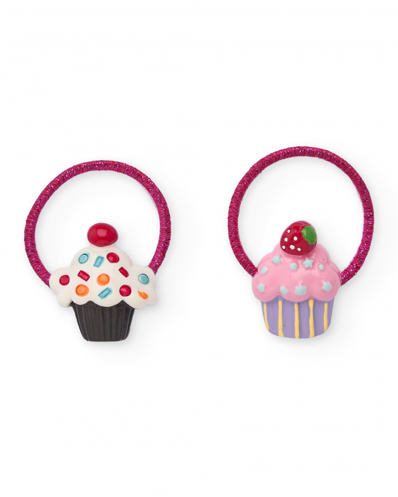 Chouchous pour fille avec décoration de cupcakes en rose.
