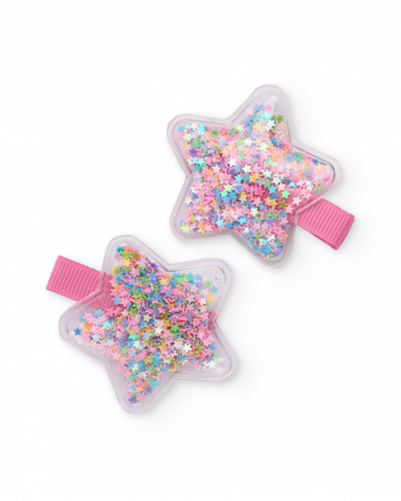 Lot d’élastiques pour fille en rose avec étoiles colorées