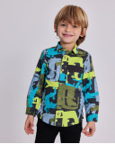 Chemise à manches longues pour garçon avec imprimé dinosaure multicolore