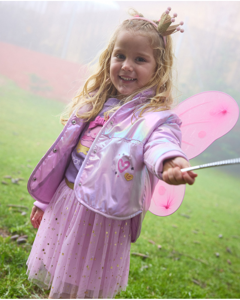 Jupe pour bébé fille type tutu rose avec étoiles dorées et ceinture élastique brillante