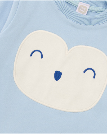 Ensemble sweat et pantalon pour nouveau-né en bleu avec motif petit animal.