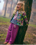 Pantalon large en molleton pour fille en bordeaux avec broderie de cœurs