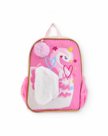 Sac à dos enfant rose avec motif cygne