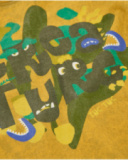 T-shirt de garçon couleur moutarde avec imprimé de lettres