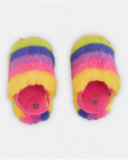 Chaussons de fille multicolores en fourrure douce