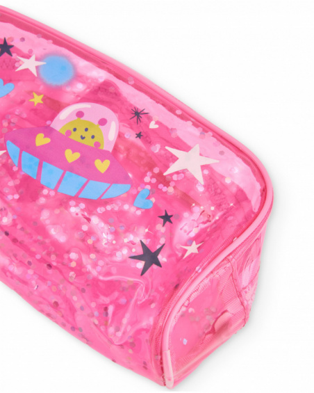 Trousse rose pour fille avec motif spatial