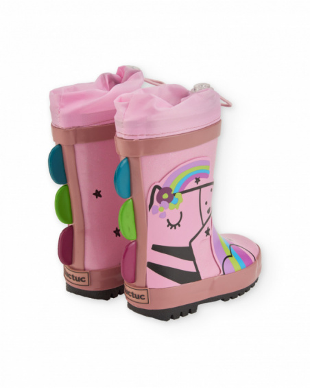 Bottes de pluie roses pour fille avec motif licorne