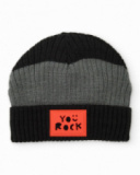 Bonnet en maille pour garçon noir et gris avec détail décoratif