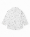 Chemise blanche à pois pour garçon à manches longues