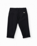Pantalon de garçon noir avec poches et revers en bas