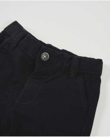 Pantalon de garçon noir avec poches et revers en bas