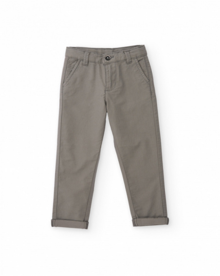 Pantalon de garçon gris avec poches et revers en bas