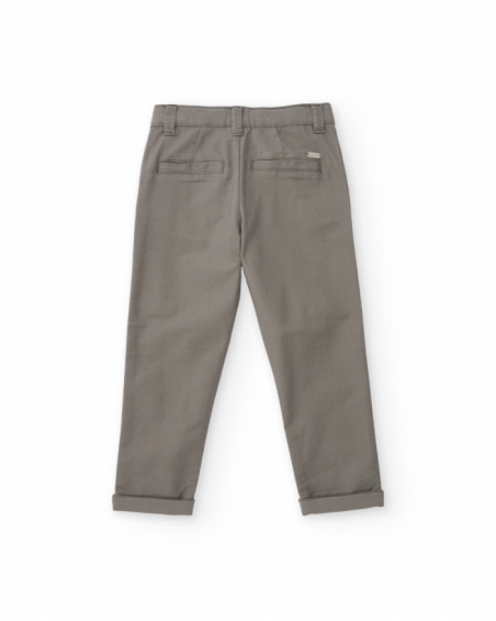 Pantalon de garçon gris avec poches et revers en bas