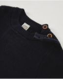 Pull en maille pour garçon bleu marine avec boutons à l’épaule