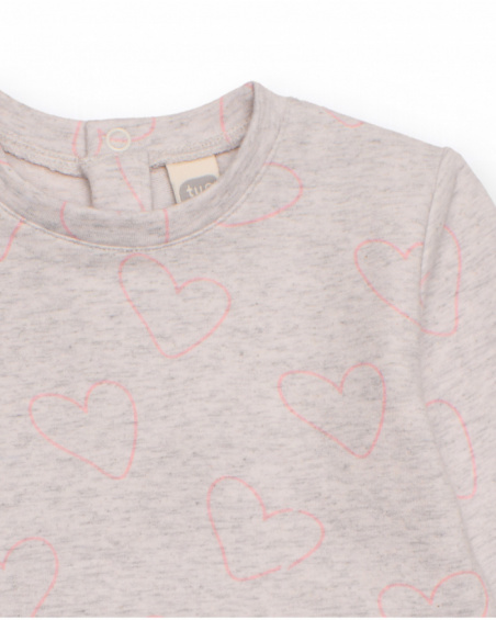 Robe pour bébé fille à manches longues avec des cœurs et jupe en tulle rose