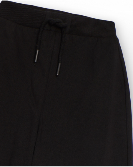 Pantalon large pour fille noir avec taille ajustable