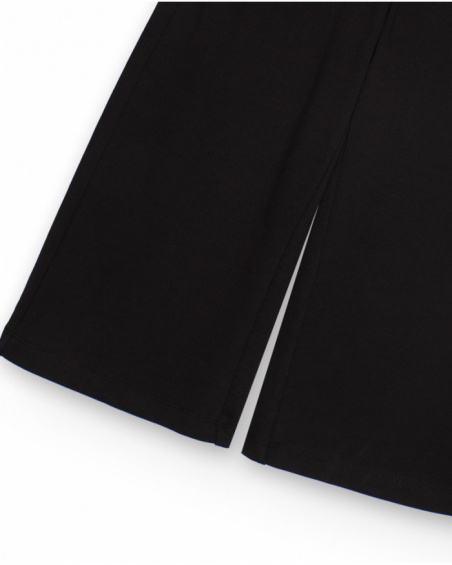 Pantalon large pour fille noir avec taille ajustable