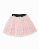 Jupe en tulle rose avec broderies et taille élastiquée pour fille
