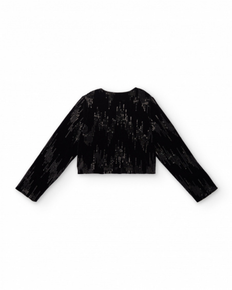 Veste courte en velours noir avec détails à sequins pour fille