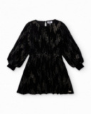 Robe en velours noir à sequins et manches longues pour fille