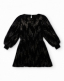 Robe en velours noir à sequins et manches longues pour fille