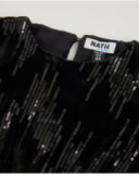 Robe en velours noir à sequins et manches longues pour fille