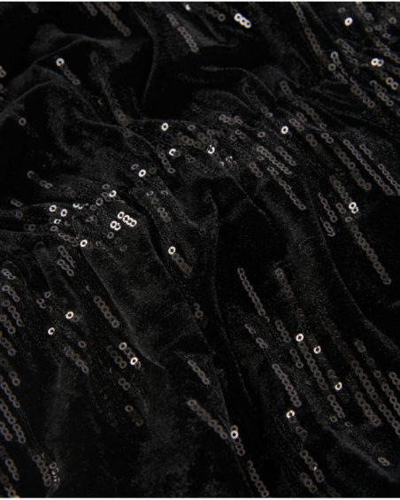Robe en velours noir à sequins et manches longues pour fille