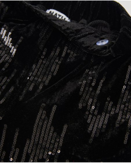 Pantalon en velours noir à sequins pour fille